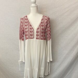 Xhilaration Red and White Long Sleeve Dress